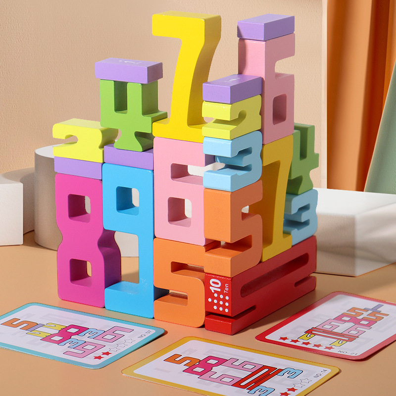 Interés de madera transfronteriza queima cerebro rompecabezas digitales niños educación temprana matemáticas pensamiento rompecabezas de madera juguetes de bloques de construcción