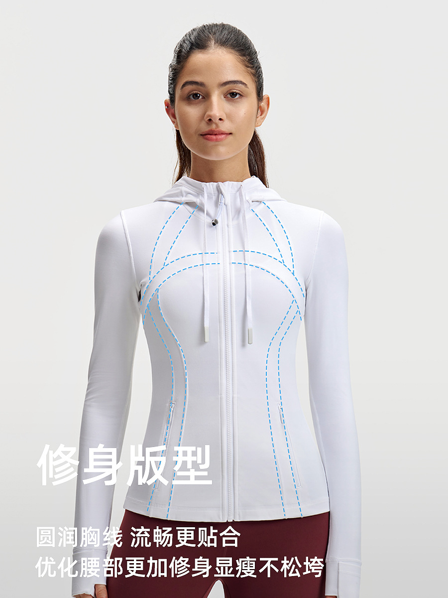 lulu chaqueta de yoga delgada gorra con cremallera ropa de ejercicio de secado rápido mangas largas al aire libre clip deportivo encapuchado