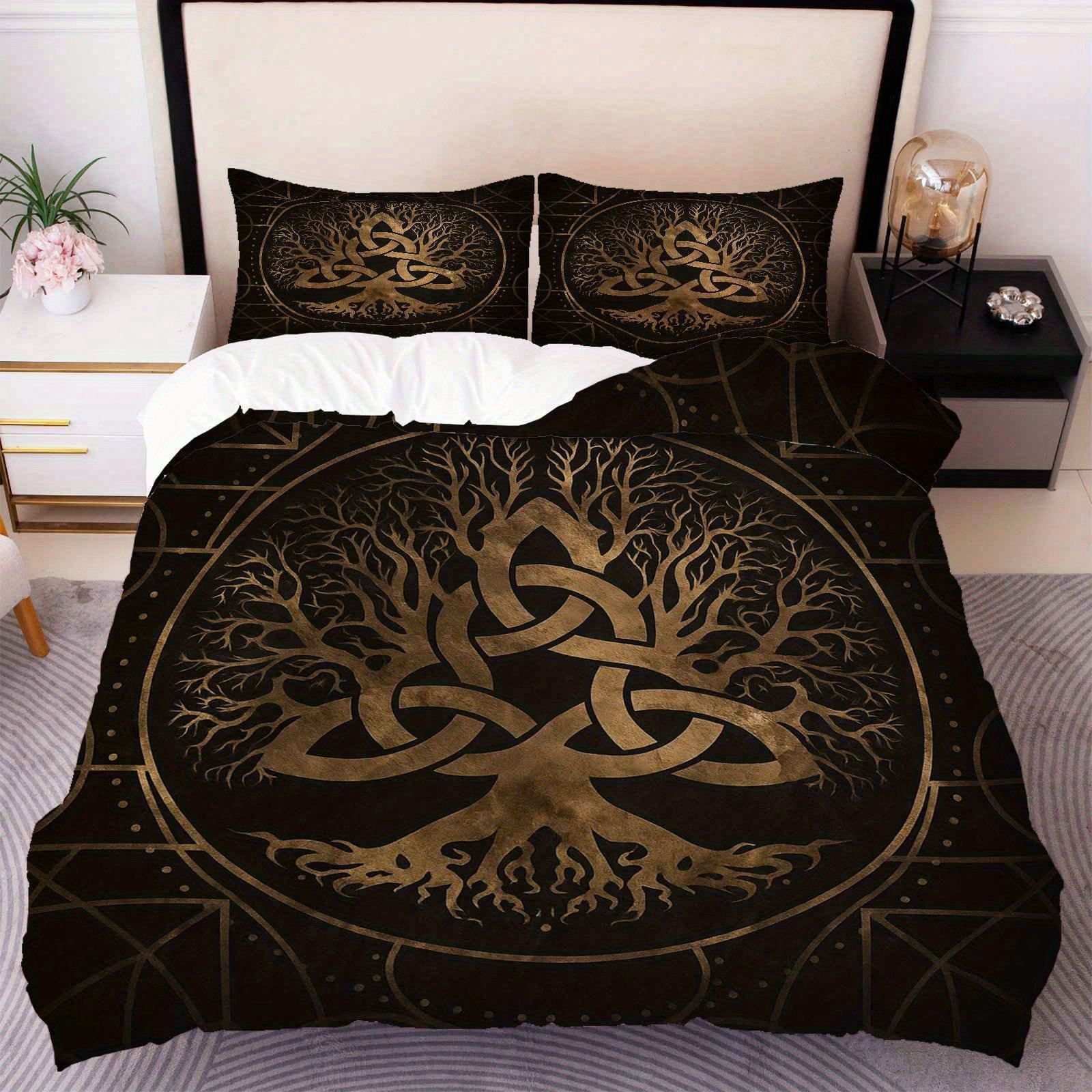 TEMU / JIT transfronterizo para brillante árbol de vida polido impresión digital kit de edredón textil para el hogar