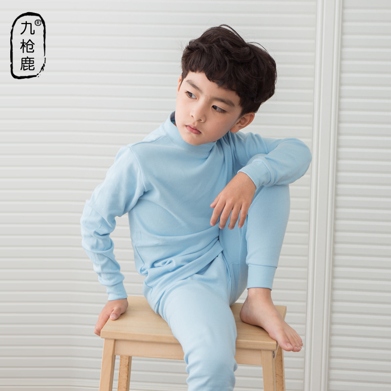 Children's warm innerwear single top for big kids autumn clothing for boys and girls, students, cotton and wool sweater, pure cotton base shirt