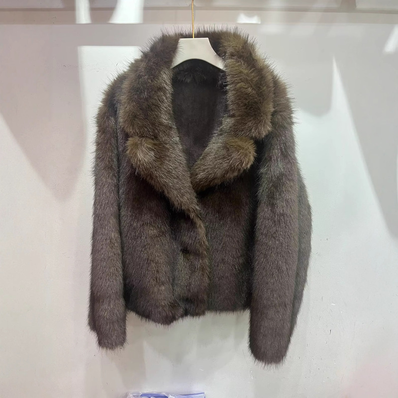 Cross-Border Export European and American Style Women's Clothing Za Aliexpress Hot Style Fashionable Double-Sided Artificial Fur Effect Jacket