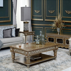 English Neo-classical Windsor Castle solid wood carved console table, European palace gold-plated villa model room coffee table