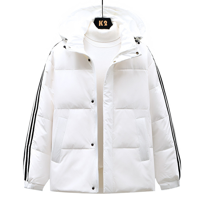 Adi with three bars down jacket men's short couple hooded coat thickened warm jacket