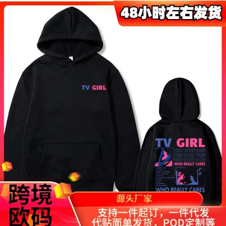 亚马逊独立站速卖通连帽卫衣跨境欧码印花卫衣New TV Girl Hoodie