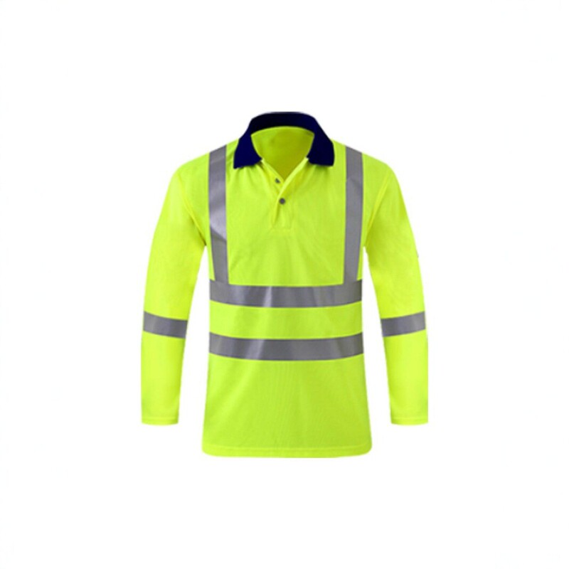 Cross-border high-visibility reflective long-sleeve polo shirt, color-blocked quick-drying work shirt, construction and road work safety protective clothing Cross-border high-visibility reflective long-sleeve polo shirt, color-blocked quick-drying work shirt, construction and road work safety protective clothing