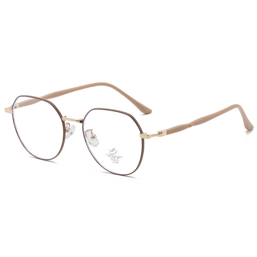 New retro anti-blue light glasses for myopic women without makeup to show their faces, small Korean style literary polygonal glasses frames 01244