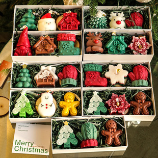 Cartoon Gingerbread Man High-end Scented Candle Christmas Tree Fragrance Ornaments Fawn Shape Hand Gift Box suit