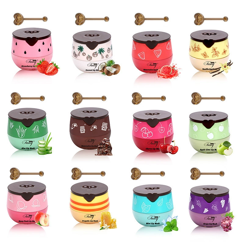 Новинка для трансграничной торговли: Увлажняющая маска для губ Love Heart Lip Mask с клубничным прополисом, 7 г, популярная, улучшает состояние и уменьшает морщины на губах.