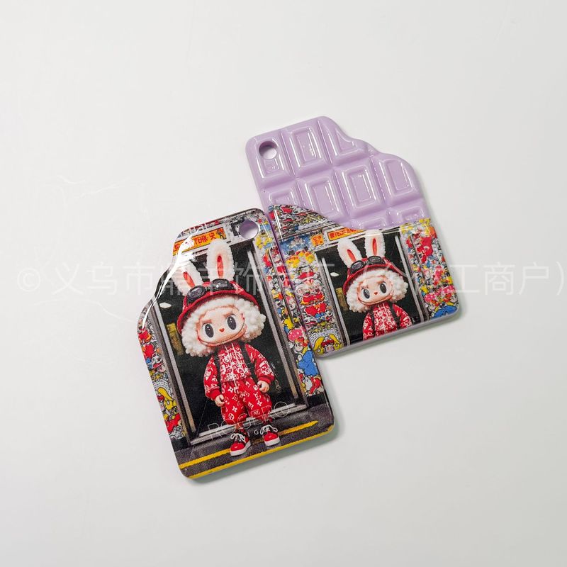 アクリルプリントビーズチョコレートカードスルーホールルースビーズ漫画 diy ジュエリーアクセサリーキーホルダーペンダントアクセサリー|undefined