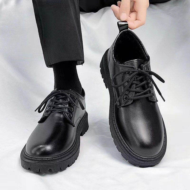 Cross-Border Popular Casual Single Leather Shoes, Autumn Breathable Thick-Soled British Style Versatile Non-Slip Soft-Soled Work Trendy Shoes
