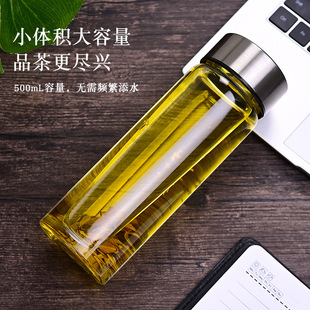Single-Layer Glass Tea Drinking Cup Large-Capacity Heat-Resistant Tea Cup Set Storage Outdoor Car-Mounted Transparent Filter Cup