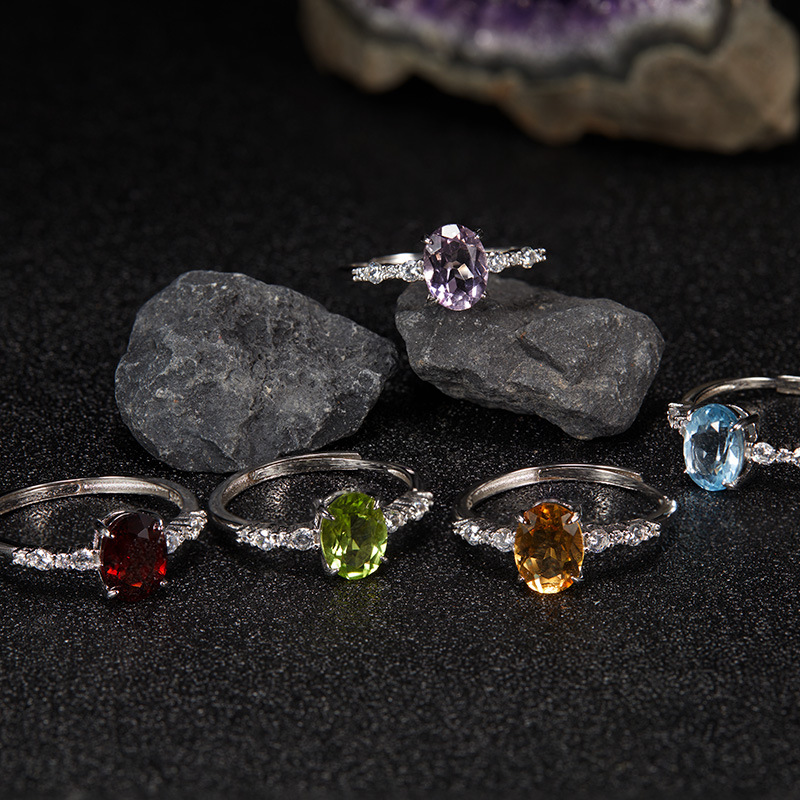 Bague designer pour femme en argent avec améthyste et citrine_voghion.com