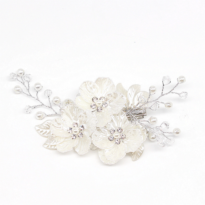 花嫁の結婚式の頭飾りホワイトシェルパターンパールフラワーヘアピン AliExpress クロスボーダーホット販売爆発ヘアアクセサリー|undefined