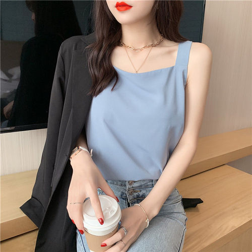 Women's Loose Plus Size Summer Spring Sheer Lace Straps Tank Top Outerwear Top Knit Sleeveless Bralette Fashion