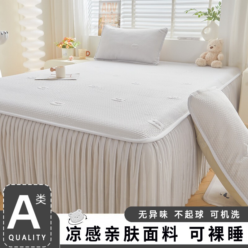 夏用A級アイスドゥドゥ涼感マットレスカバー、プリント柄ベッドスカート付き3点セット、涼感ベッドカバー、ベッドカバー|undefined