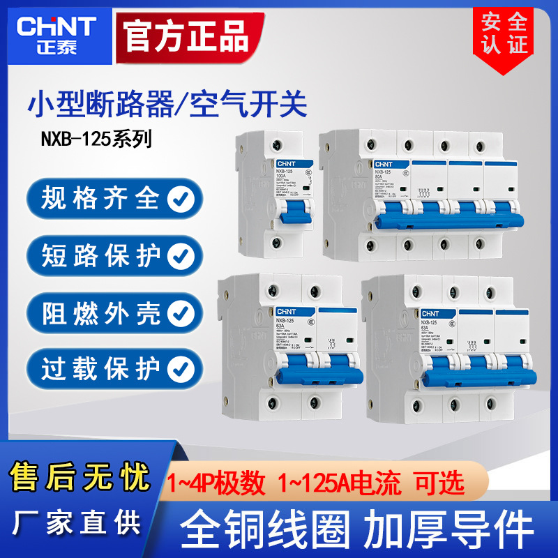 正泰空气开关NXB-125系列剩余电流断路器2P100A塑壳式断路器小型