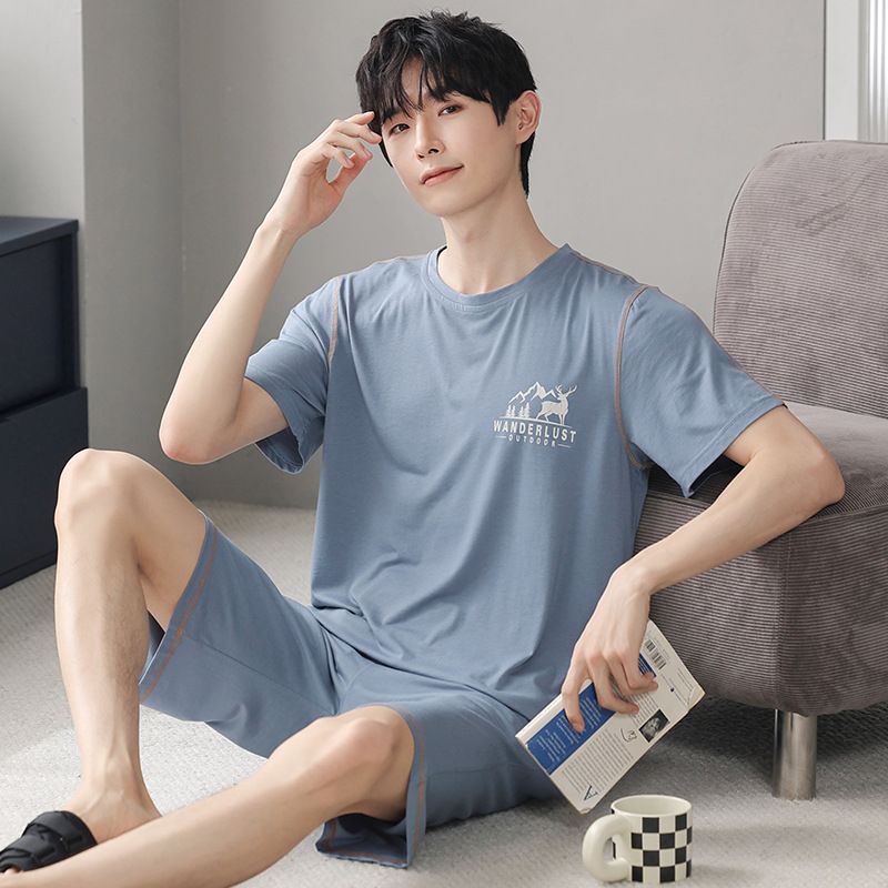 [Thin Cool feeling] verano hombres más tamaño homewear manga corta pantalones cortos pijamas traje modal de los hombres se puede usar fuera