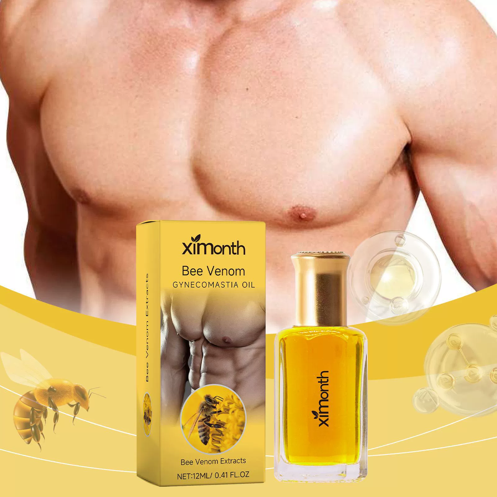XIMONTH Bee venom breast shaping oil for men