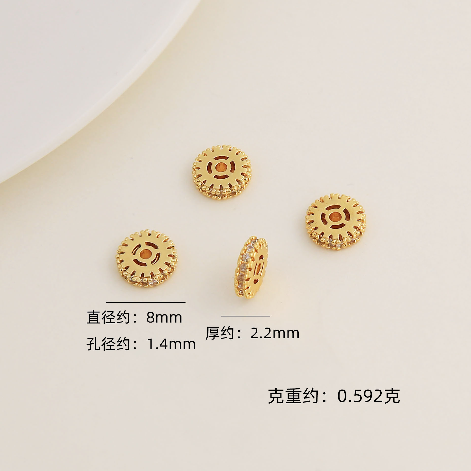 Conservar el color 18k bolsa de oro incrustada en anillos de perforación de zircon, cuentas de separación de cuentas de agujeros grandes, cuentas de separación de cuentas de DIY Crystal hand chain, accesorios de joyería de separación de cuentas