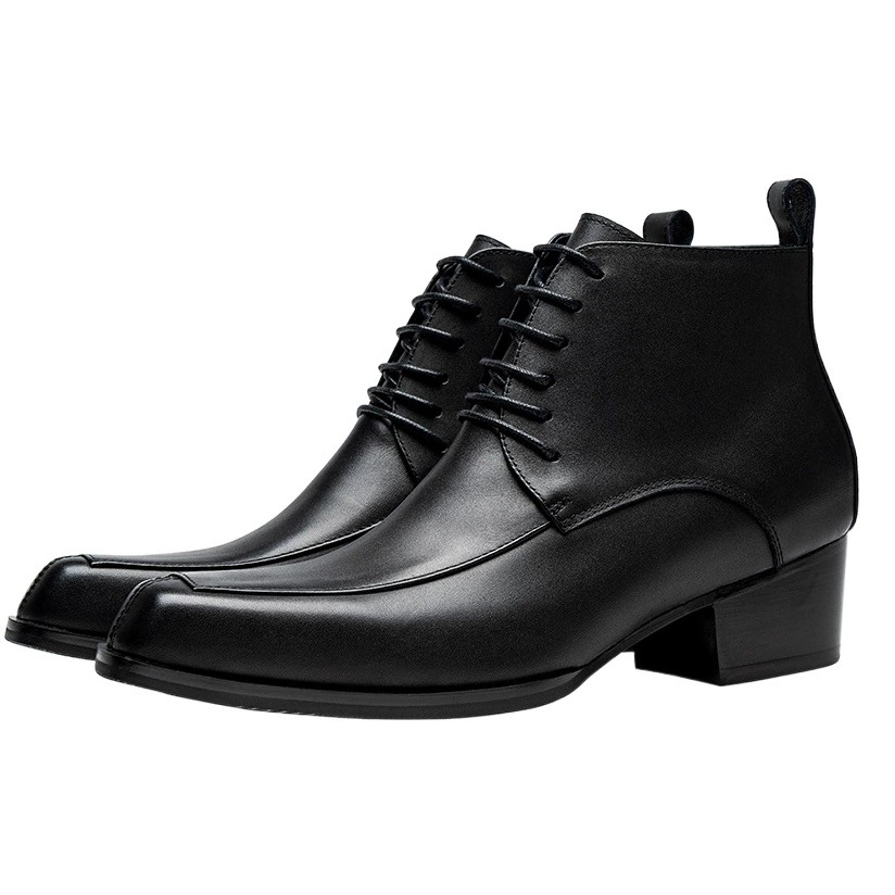 Цельная доставка 2023 новые ботинки Martin на высоком каблуке мужские кожаные ботильоны, увеличивающие рост, деловая официальная одежда Британские кожаные ботинки с квадратным носком