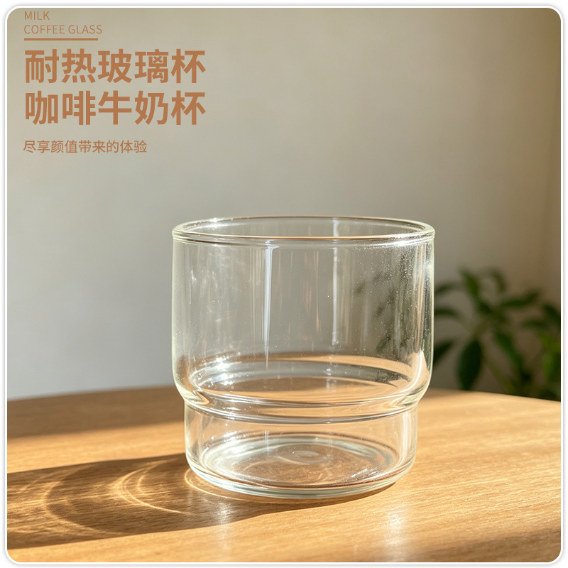 공장 도매 인 내열 유리 컵 도매 아이스 아메리칸 커피 컵을 쌓을 수 있습니다 저장 요구르트 디저트 컵