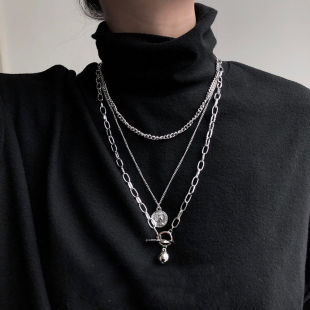 2025 New Niche Design Stacked Multi-Layered Necklace Female Popular Cool Style Male Double Layer Sweater Chain Trendy and Cool