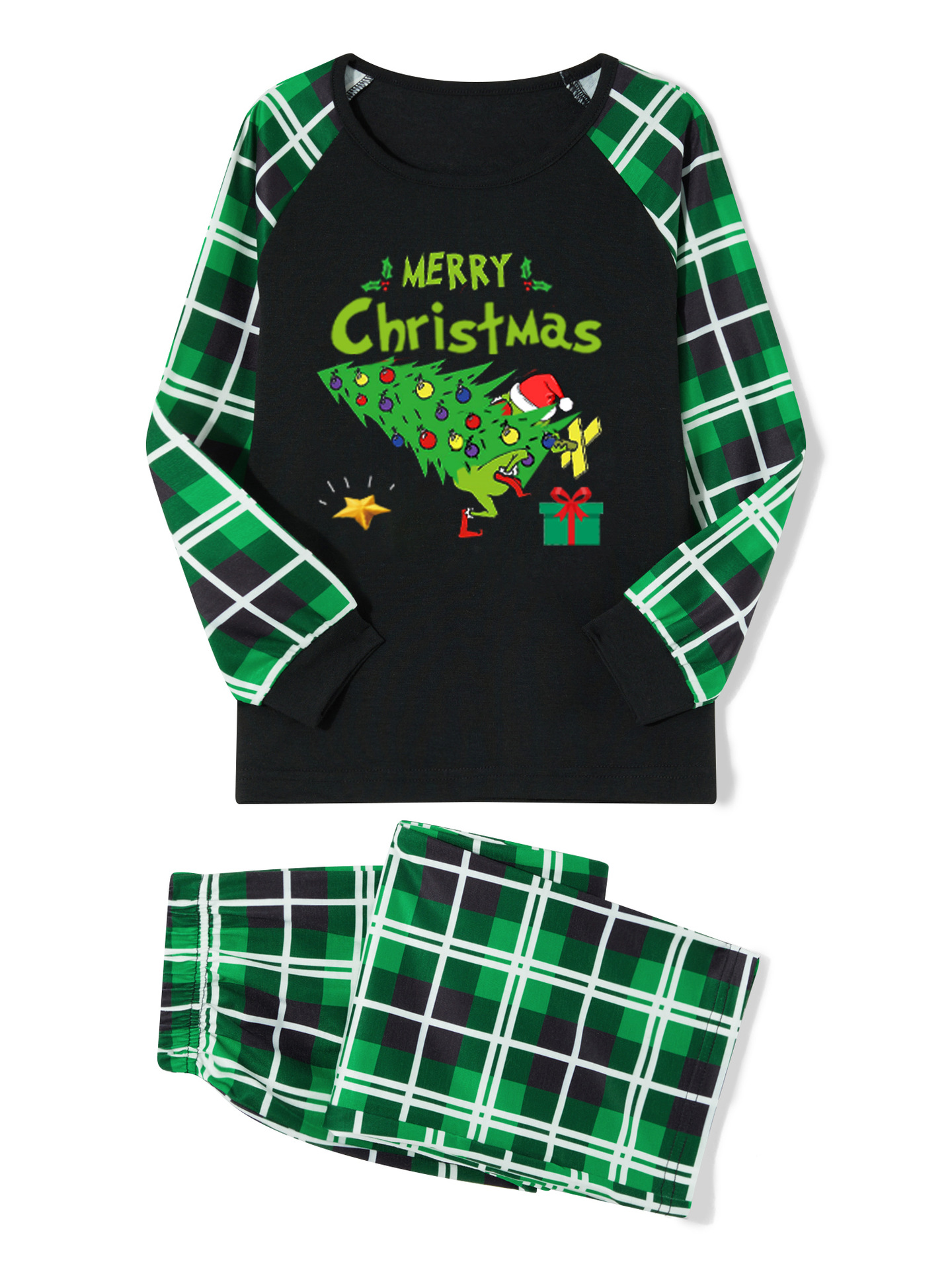 Conjuntos de trajes familiares a juego Moda navideña Ropa para padres e hijos Pijamas Ropa para el hogar Cuadros Dos piezas_voghion.com