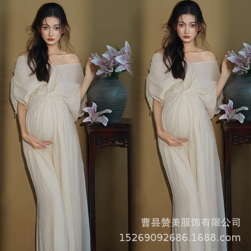 Photo Studio's New Fashionable and High-End Style White Dress for Pregnant Women, Simple Style for Indoor Photoshoots, Artistic Photography Clothing Photo Studio's New Fashionable and High-End Style White Dress for Pregnant Women, Simple Style for Indoor Photoshoots, Artistic Photography Clothing