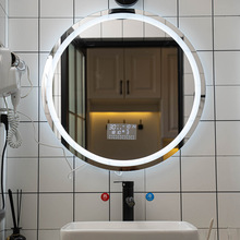 圆形浴室镜壁挂卫浴镜智能卫生间镜子带灯防雾镜洗漱台灯圆镜