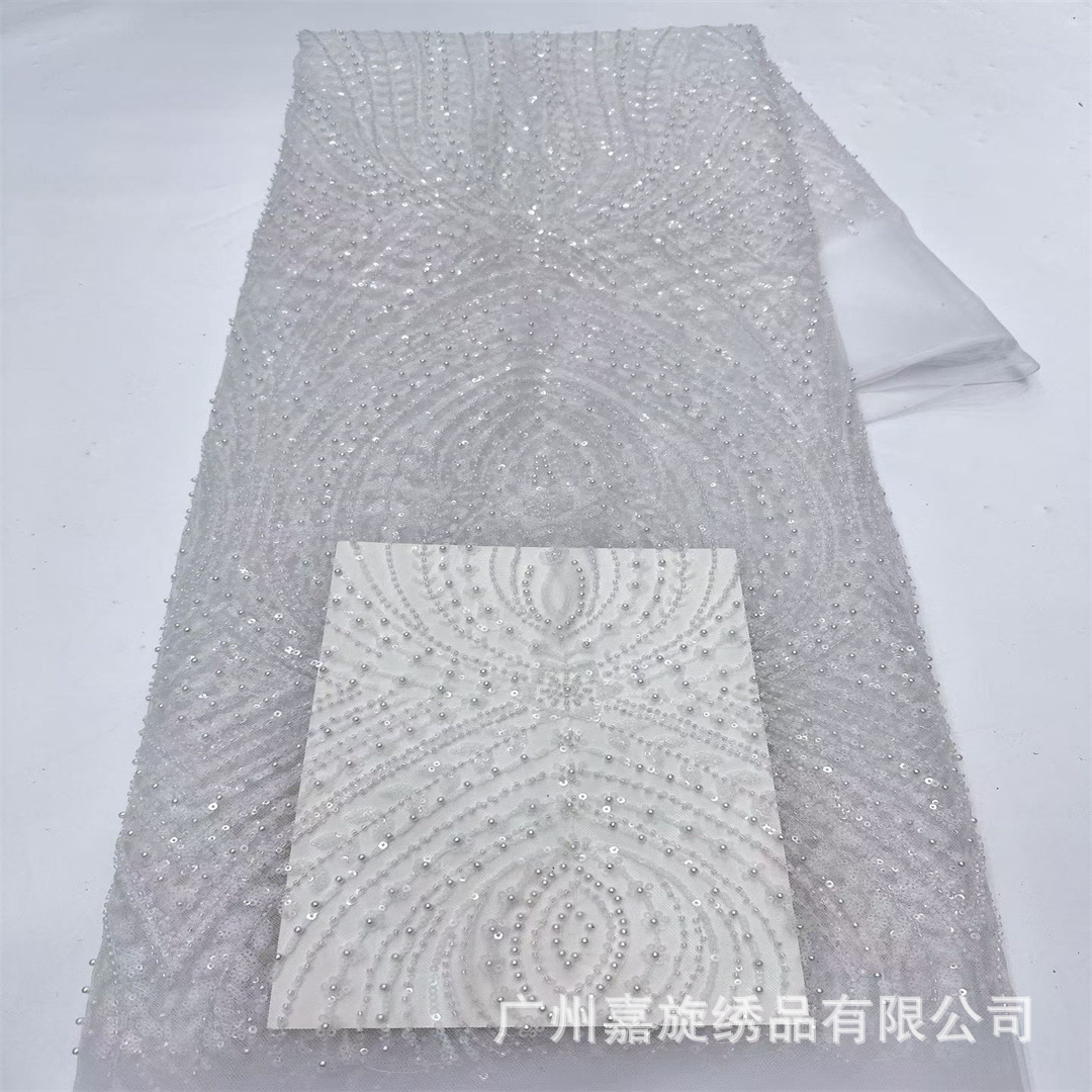 African beaded lace fabric African beaded sequins bordado encaje novia tela de vestido de boda