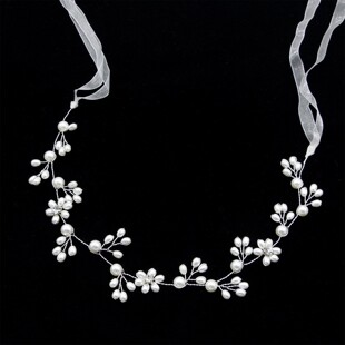 Gold Tone Pearl Hairband Dainty Bridal Accessory for Special