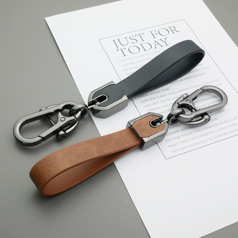 New Car Keychain for Men, Durable Leather Car Key Holder, High-End Anti-Lost Waist-Hanging Key Chain, Small Gift