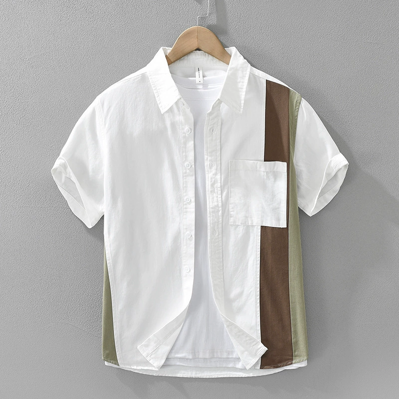 8113 Мужские японские сшитые рубашки с короткими рукавами модные дикие литературные повседневные свободные топы для мужчин