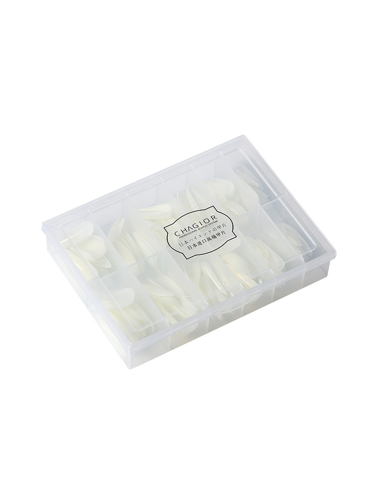 Nueva pieza de uñas ultrafina gota de agua larga almendra pegatinas completas cuadrado trapezoidal salón de uñas especial blanco lechoso gradiente tallado libre de molienda