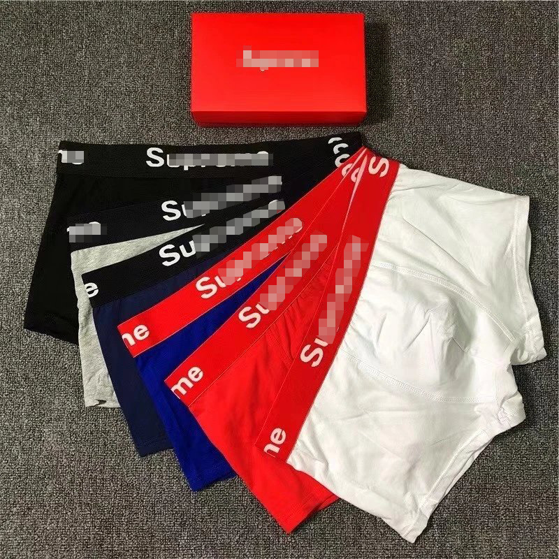 Sup Export Shorts Men's Youth Comfortable Boxer Briefs Pure Color Cotton Breathable High-End Underwear Sports Boxer Briefs