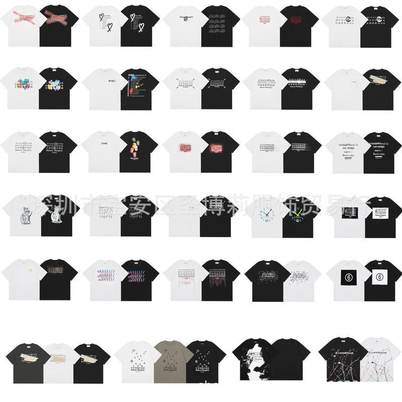 Cross-Border Maison Margiela Margiela Digital Printing Mm6 Pure Cotton High Quality Men's T-Shirt Women's Short-Sleeved Trendy