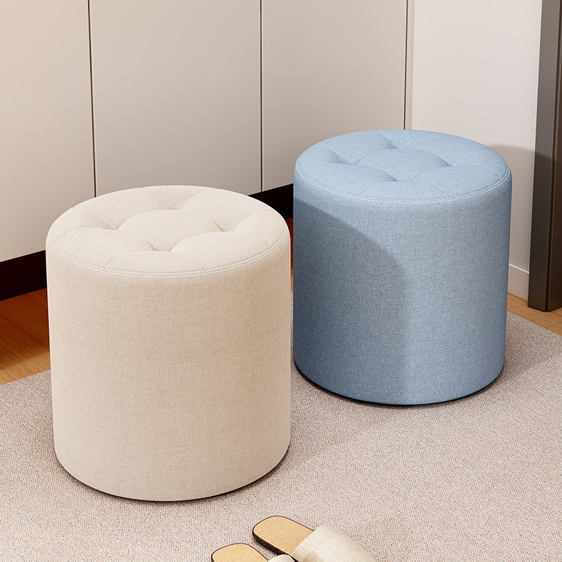 Children's Small Stool, Sofa Stool, Home Fabric Round Low Stool, Living Room Coffee Table, Simple Bench, Door Shoe Changing Stool