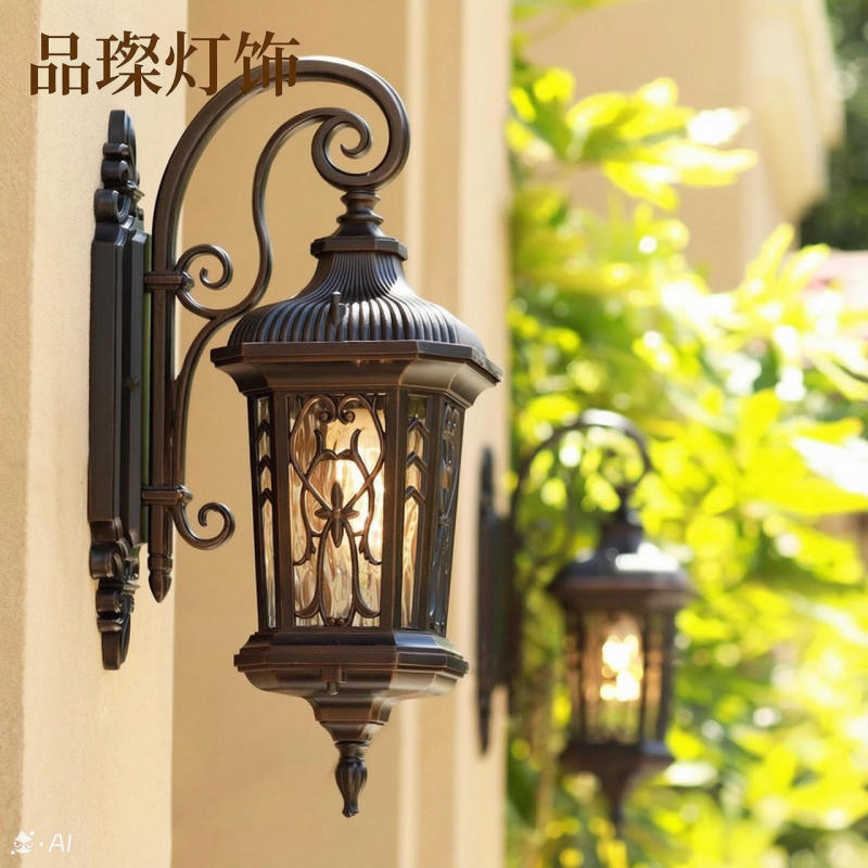 European-Style Outdoor Waterproof Wall Lamp for Courtyard, Villa Terrace, Main Door, Exterior Wall, Corridor, Retro Electric-Powered Model