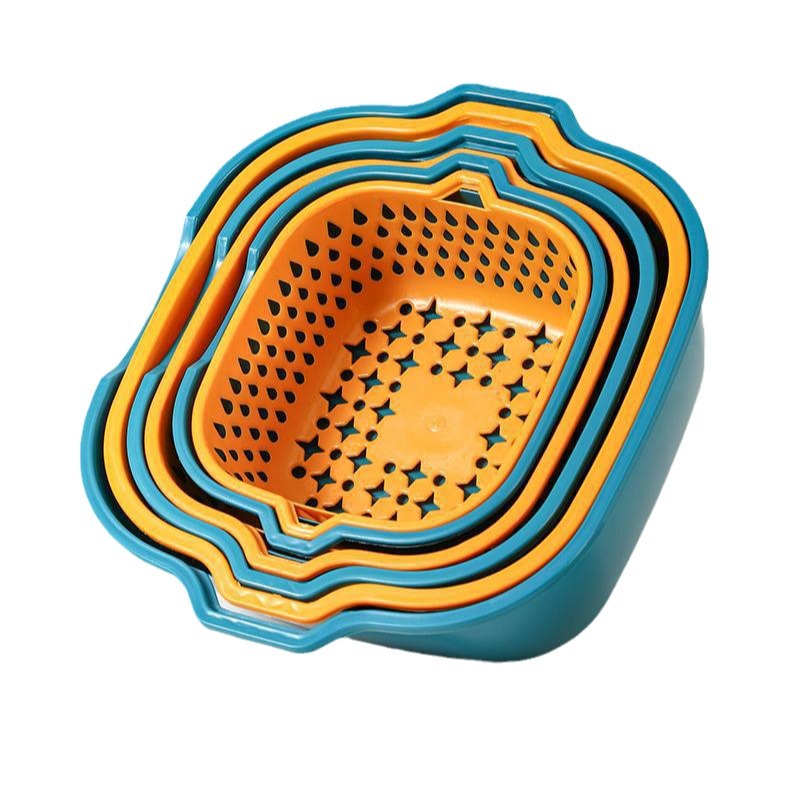 Cocina casera de doble capa, lavabo, canasta de drenaje, canasta de verduras, canasta de verduras, mesa de centro, plato de frutas en la sala de estar, fruta de lavado