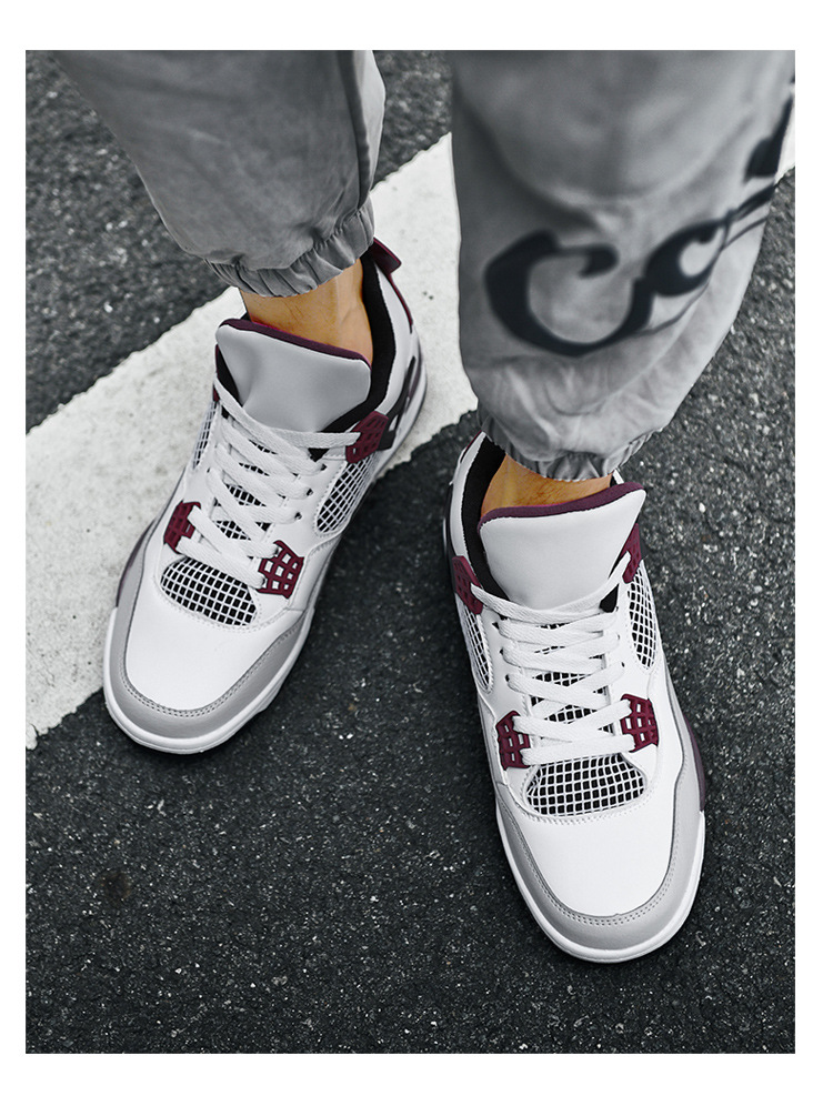 Giày thể thao nam AJ4 phong cách đường phố, sneaker unisex dễ phối đồ — AJ4 đen xám chi tiết 28