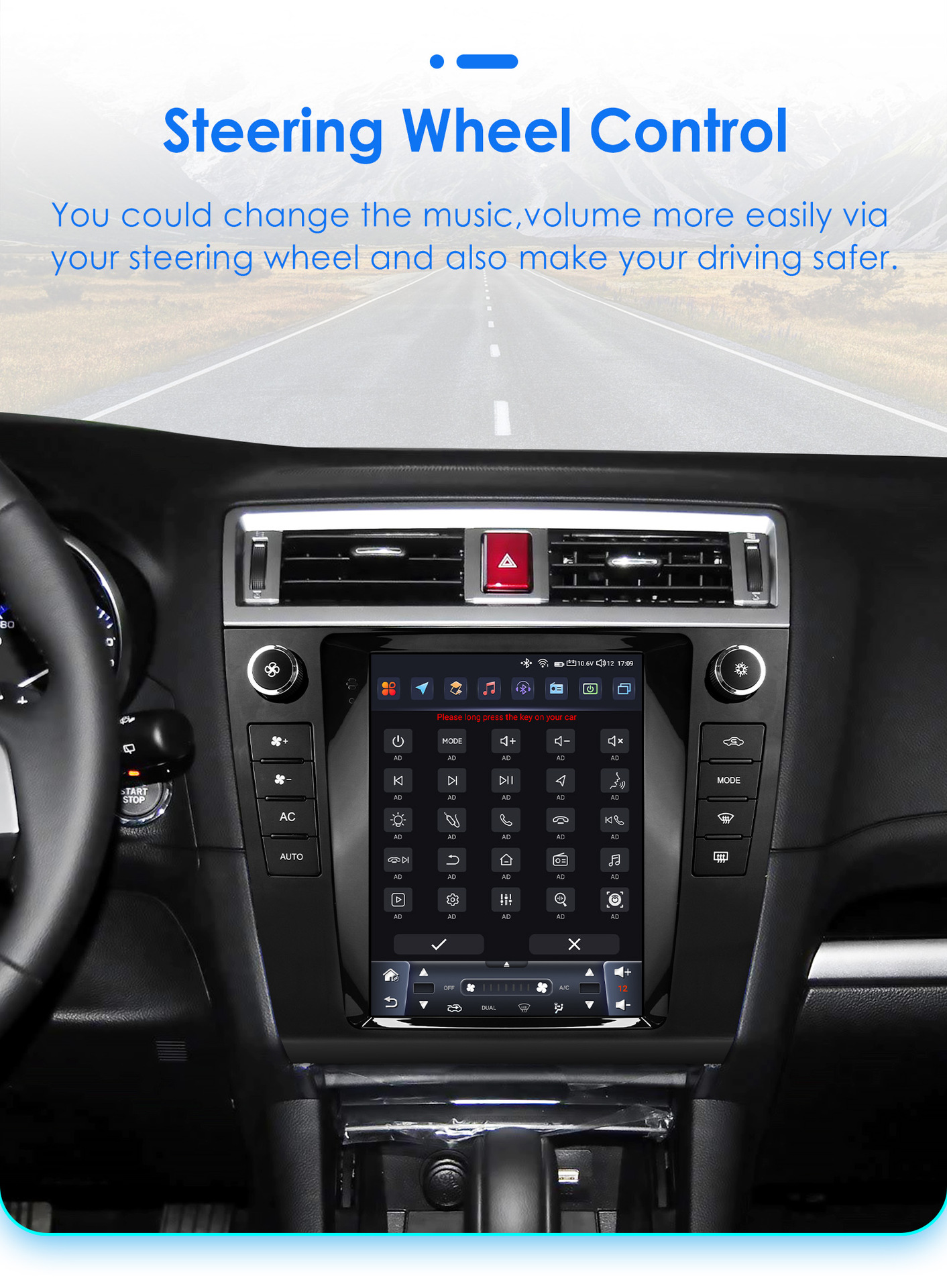 Suitable for 15-19 Subaru Outback 9.7inch Vertical Screen Android Car Mp5 Navigator with Wireless Carplay