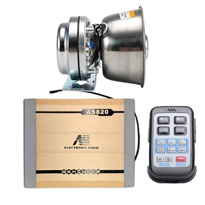 Car Wireless Alarm 12V Car Siren with Multiple High-Pitched Horns AS820GH + Stainless Steel Speaker