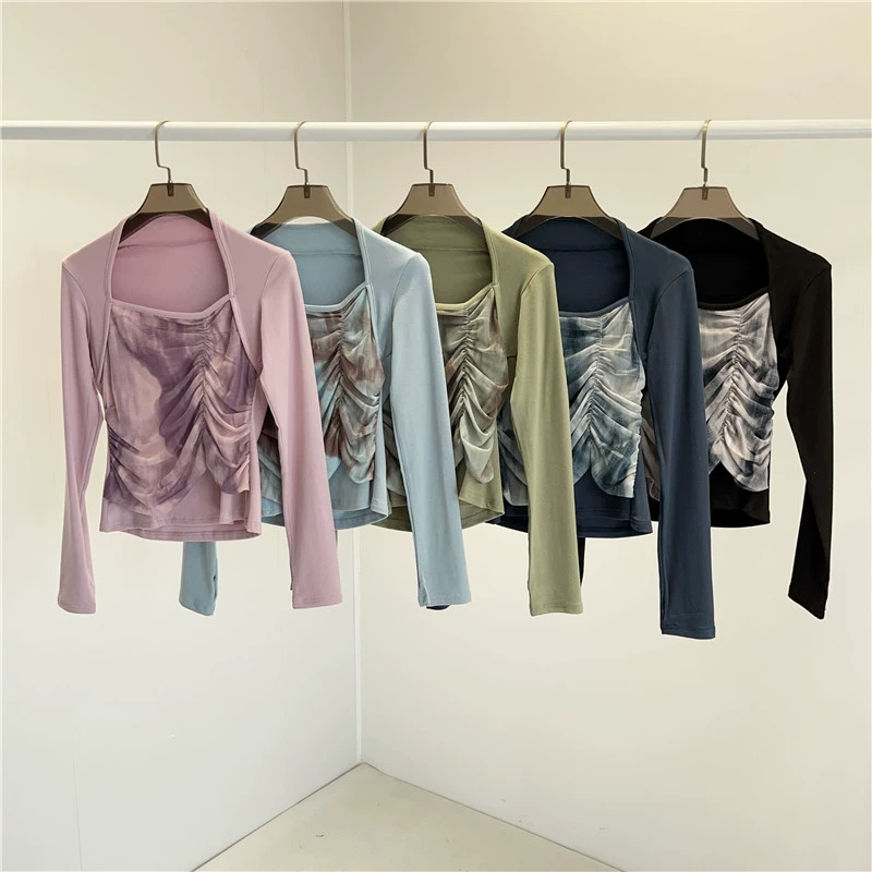 Классическая танцевальная живопись тушью в китайском стиле, черный танцевальный топ, униформа для практики учителя, сетчатая форма с длинными рукавами, тренировочная художественная экзаменационная форма для женщин