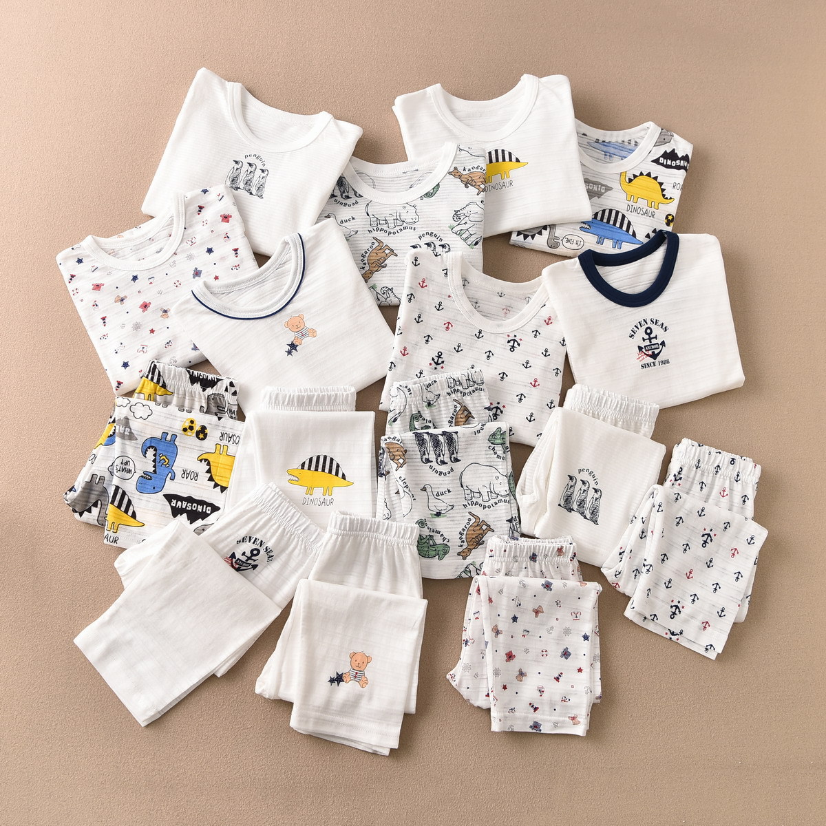 Slub cotton thin children's autumn clothes long pants home wear boys suit older children cross-border buyers supply direct sales pajamas