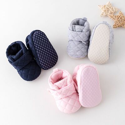 婴儿学步鞋babyshoes纯色格子休闲舒适宝宝软底秋冬棉鞋 BMB3142