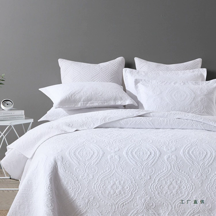 Double-sided white quilted set, universal sheet, light luxury style, 3 piece set