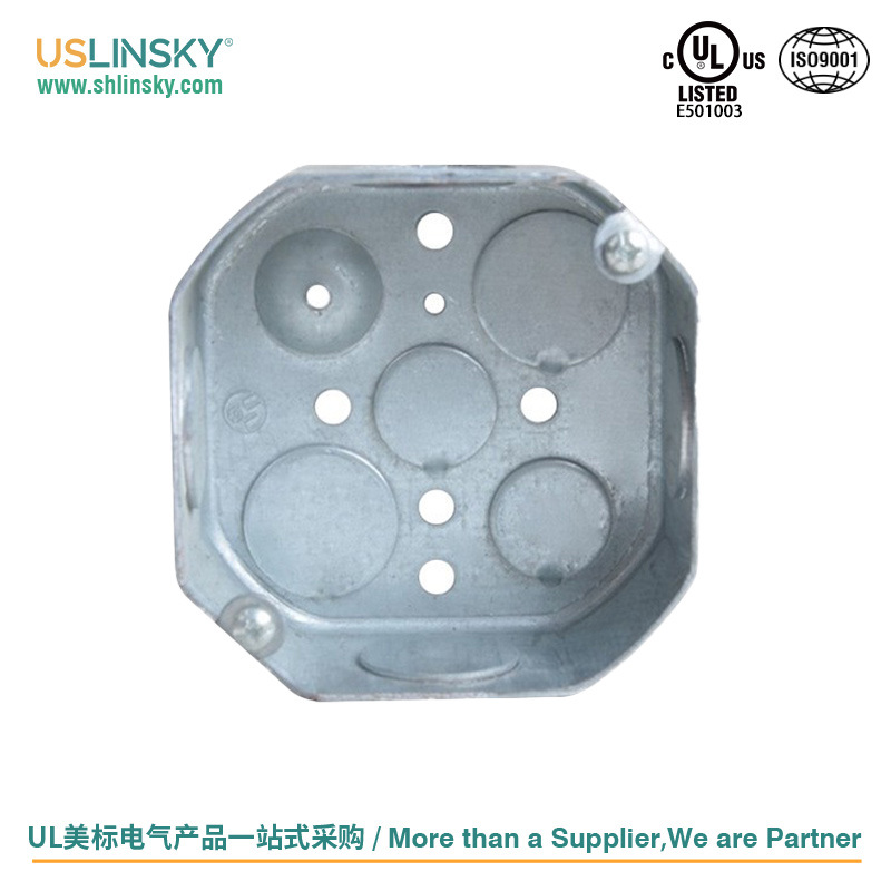 uslinsky美标UL认证接线盒插座明装暗装镀锌金属分线盒八角底盒