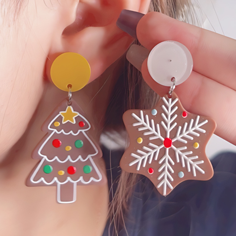 クリスマスクリスマス雪クリスマスツリーアクリルピアスイヤリングシンプルなファッションイヤリング女性|undefined