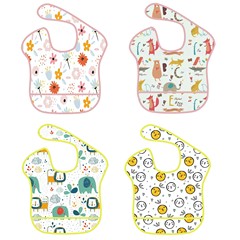 Baby waterproof cartoon eating bib baby three-dimensional saliva napkin supplementary food feeding bag children's washable light bib