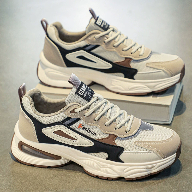 Мужская обувь весна 2025 новая дышащая сетка повседневная толстая подошва увеличена